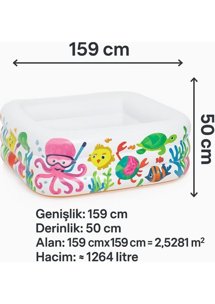 Neşeli Denizaltı Oyun Havuzu Kare 159X50, Eğlenceli Su Aktivitesi Için Ideal fırsatları