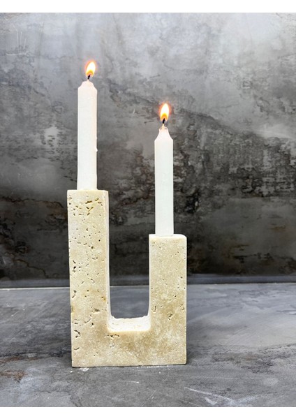 Doğal Mermer Mumluk, Traverten Mermer Şamdan, Şık ve Zarif Aydınlatma Parçası indirimleri