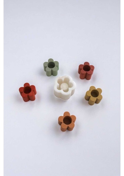 Beyaz Mini Şamdan Mumluk Kalıbı, Beton, Taş Tozu ve Alçı Döküm Malzemesi