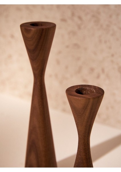 Ceviz Ahşap 2'li Şamdan Seti, Şık ve Minimalist Dekoratif Mumlukler fiyatları