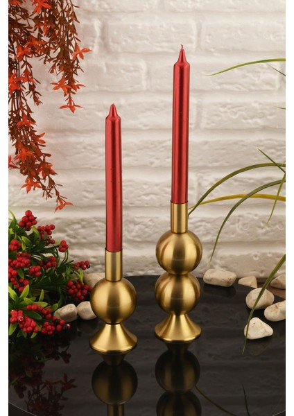 2'li Şamdan Seti Orta-Küçük Eskitme Renkli Metal Mumluk Takımı fiyatları