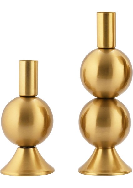 2'li Şamdan Seti Orta-Küçük Eskitme Renkli Metal Mumluk Takımı fırsatları