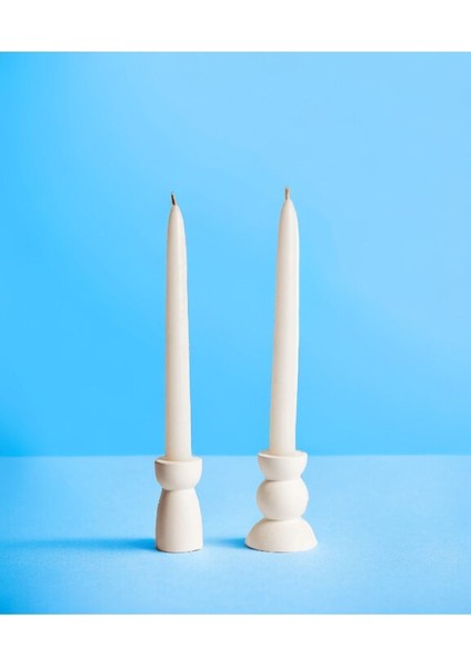 Iki Parça Beton Mumluk ve Mum Seti, Beyaz, Şık ve Modern Dekorasyon Için fiyatları