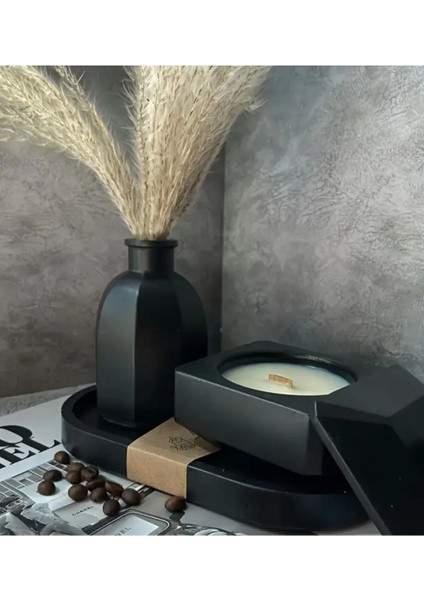 Şık Siyah Biblo ve Mum Seti - Modern Dekorasyon Hediye