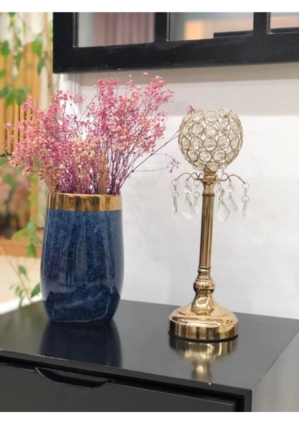 Şık 5'li Kristal Taşlı Dekoratif Şamdan Seti