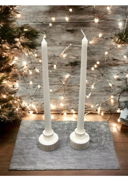 El Yapımı Şamdan Mumluk Çift Beyaz Modern Dekorasyon Aksesuarı fiyatları