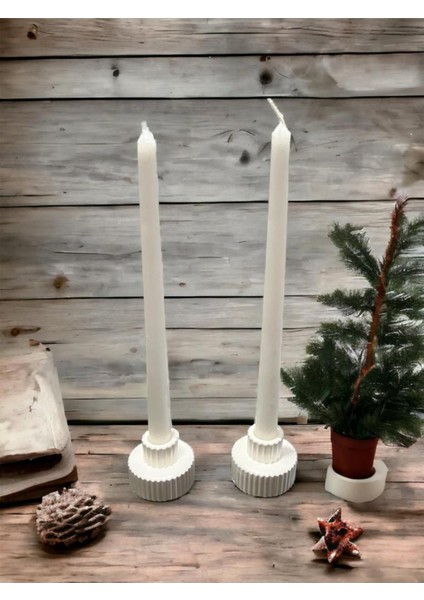 El Yapımı Şamdan Mumluk Çift Beyaz Modern Dekorasyon Aksesuarı modelleri