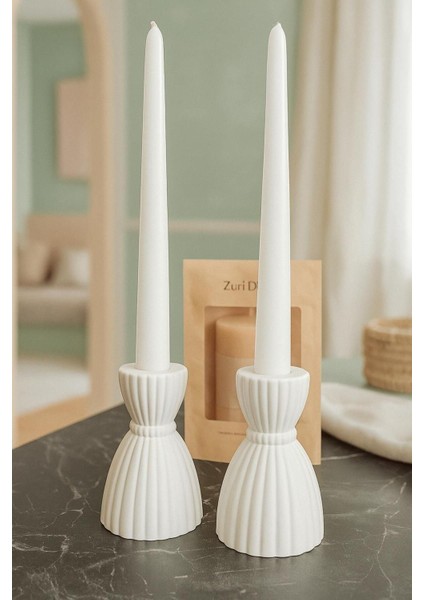 Şık 2'li Beton Tarz Iskandinav Modern Dekoratif Mumluk Seti