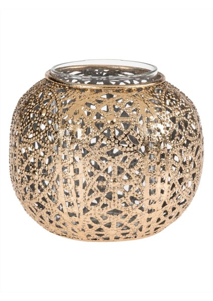 Şeffaf Metal Ajur Tealight Mumluk, Şık ve Zarif Dekoratif Ürün, 1 Adet
