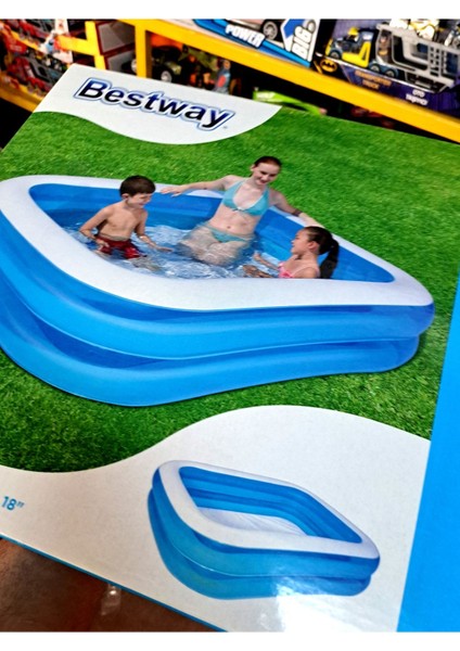 Küçük ve Eğlenceli Şişme Yüzme Havuzu 211X132X46 Cm, Renkli ve