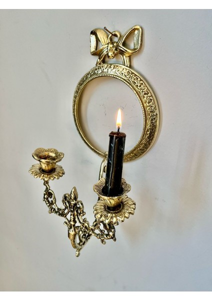 Iki Parçalı Pirinç Döküm Duvar Şamdanı ve Çerçeve Ayna Dekorasyonu fiyatları