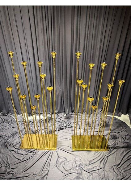 11'li Krom Kaplama Lüle Kafa Mızrak Şamdan Seti, Şık ve Zarif Tasarım. fiyatları