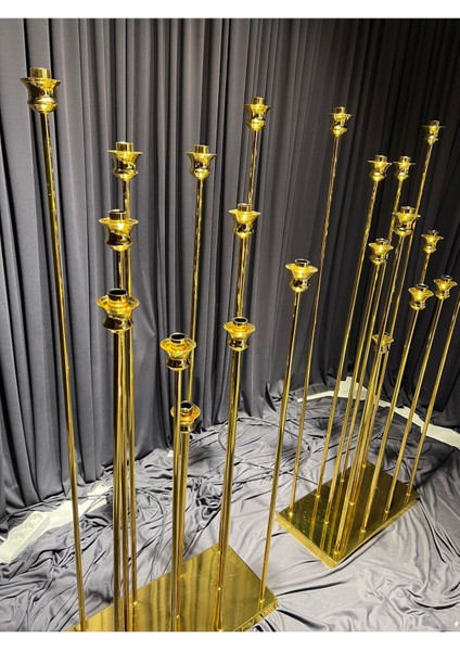 11'li Krom Kaplama Lüle Kafa Mızrak Şamdan Seti, Şık ve Zarif Tasarım. modelleri