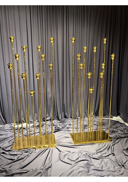 11'li Krom Kaplama Lüle Kafa Mızrak Şamdan Seti, Şık ve Zarif Tasarım. fırsatları