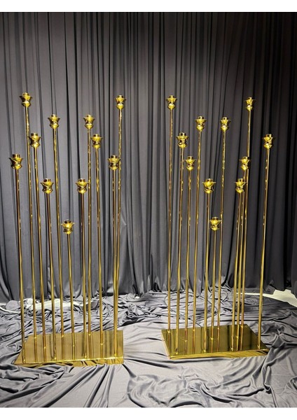 11'li Krom Kaplama Lüle Kafa Mızrak Şamdan Seti, Şık ve Zarif Tasarım. indirimleri