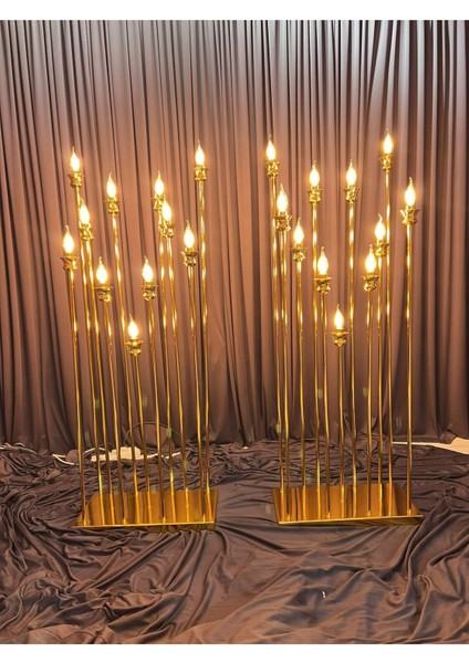 11'li Krom Kaplama Lüle Kafa Mızrak Şamdan Seti, Şık ve Zarif Tasarım.