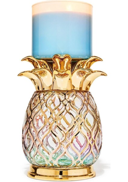 Altın Cam Ananas Büyük Mumluk, Şık ve Modern Dekorasyon Parçası