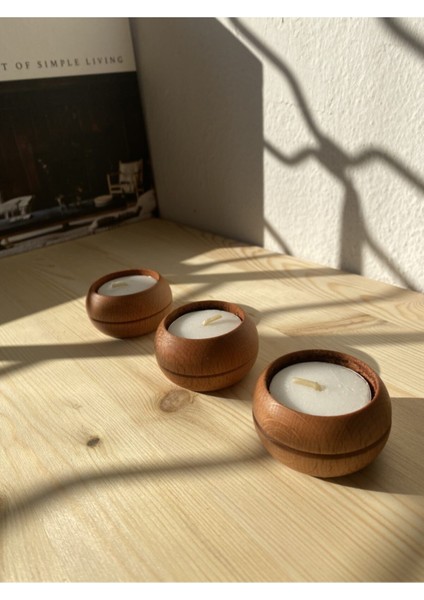 El Yapımı Ahşap 3’lü Tealight Mumluk, Şık ve Doğal Dekoratif Aksesuar fiyatları