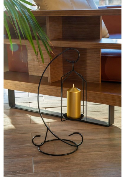 Şık Ferforje Salıncak Mumluk, Siyah Metal Fener, Iskandinav Tarzı Dekorasyon modelleri