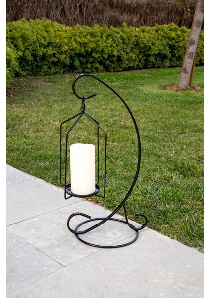 Şık Ferforje Salıncak Mumluk, Siyah Metal Fener, Iskandinav Tarzı Dekorasyon fırsatları