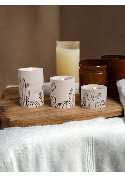 Beton Tealight Mumluk Seti, Şık ve Modern Dekorasyon Için Uygun