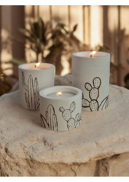 Beton Tealight Mumluk Seti, Şık ve Modern Dekorasyon Için Uygun fiyatları