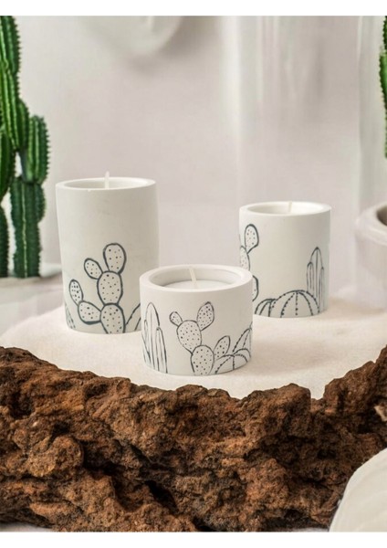 Beton Tealight Mumluk Seti, Şık ve Modern Dekorasyon Için Uygun
