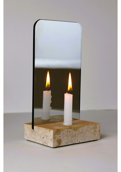 Şık Siyah Cam ve Mermer Detaylı Modern Mutfak Mumluk Seti