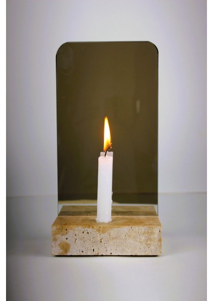 Şık Siyah Cam ve Mermer Detaylı Modern Mutfak Mumluk Seti