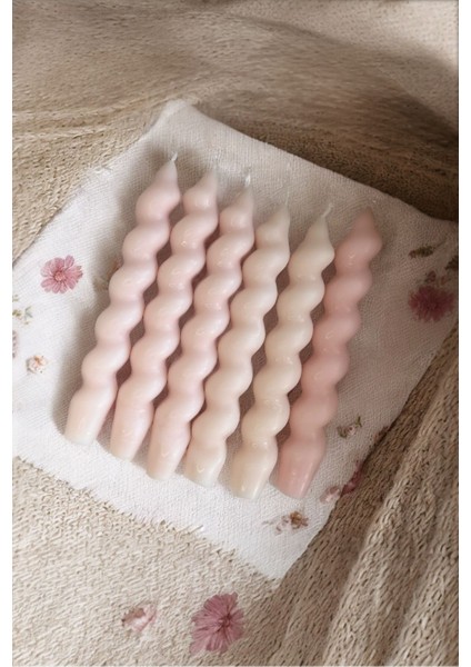 Doğal Soya Waxlı Pembe Fransız Burgu Şamdan Mum, Vanilya Esansı, 1 Adet