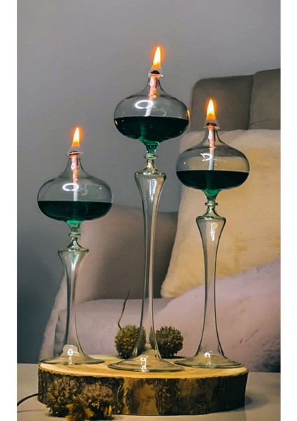 Yeşil Elips Cam Kandil 3'lü Set, Şık ve Zarif Aydınlatma Tercihi fiyatları