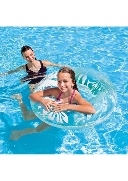 Yaprak Desenli Şişme Simit, Tropikal ve Çiçekli Deniz Simidi, 91 Cm, Eğlence Dolu Ürün