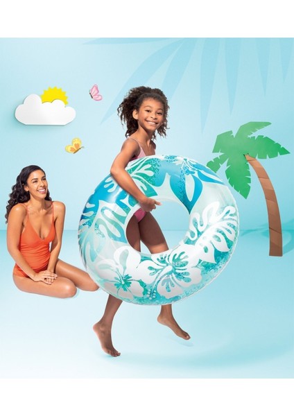 Yaprak Desenli Şişme Simit, Tropikal ve Çiçekli Deniz Simidi, 91 Cm, Eğlence Dolu Ürün
