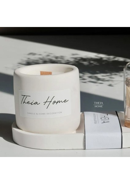 Beyaz Beton Saksılı, Vegan Soya Mumlu, Oval Tabak ve Kibrit Seti fırsatları