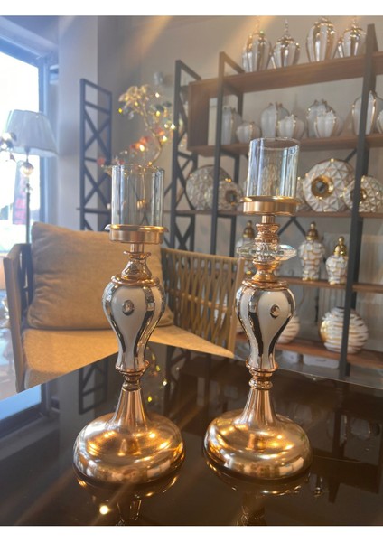 2'li Ayaklı Şamdan Seti, Metalik Tasarım, Şık ve Modern Dekoratif Aksesuar fiyatları