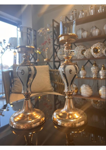 2'li Ayaklı Şamdan Seti, Metalik Tasarım, Şık ve Modern Dekoratif Aksesuar modelleri