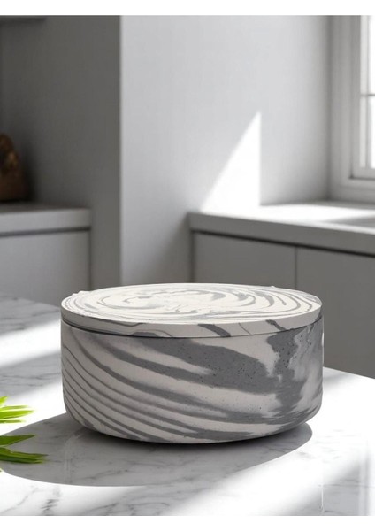 Yuvarlak Kapaklı Dekoratif Kutu, Takı ve Mumluk Sunumu Için Şık Organizer