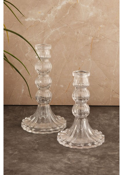 Iki Parça Cam Şamdan Seti, Dekoratif ve Kristal Görünümlü Mumlukler fiyatları