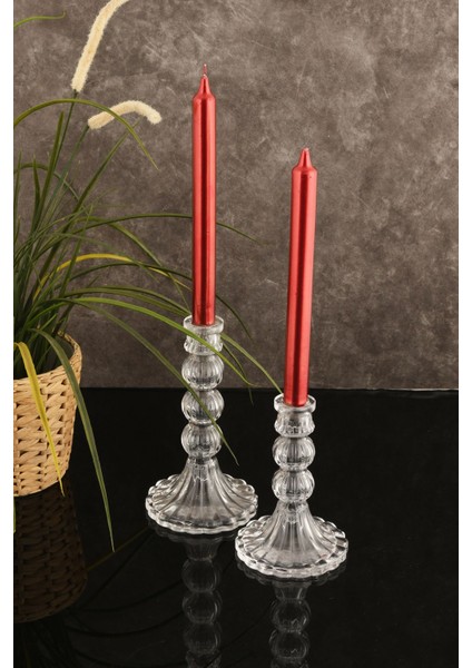 Iki Parça Cam Şamdan Seti, Dekoratif ve Kristal Görünümlü Mumlukler fırsatları