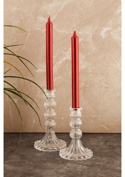 Iki Parça Cam Şamdan Seti, Dekoratif ve Kristal Görünümlü Mumlukler indirimleri