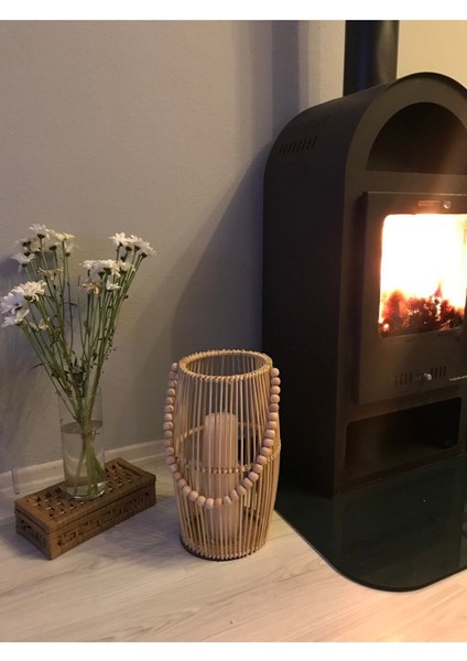 Doğa Temalı Şık Bambu ve Ahşap Dekoratif Lamba, Sıcak Atmosfer Yaratır