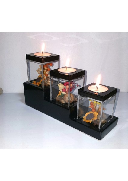 Şamdan, Basamaklı, Siyah, Modern, Dekoratif, Şık, Zarif, Ev ve Ofis Için, Işıklandırma modelleri