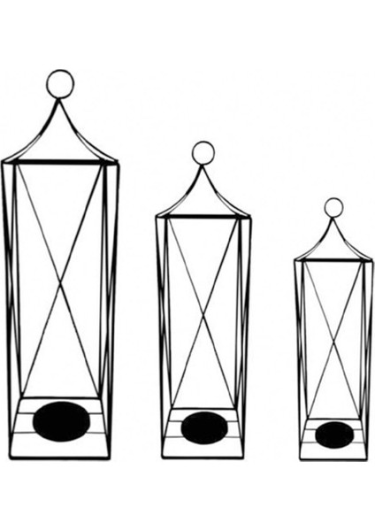 3'lü Ferforje Dekoratif Mumluk Kafes Fener Takımı, Siyah fırsatları