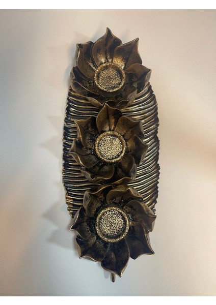 Şık Lotus Üçlü Mumluk Takımı, Gold ve Siyah Eskitme Detaylar indirimleri