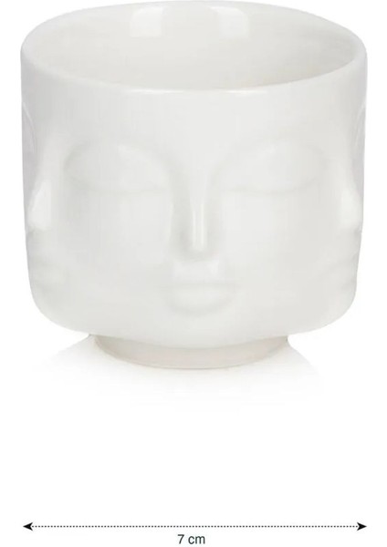 Ekru Yüz Baskılı Porselen Mumluk 7 Cm, Şık ve Zarif Dekorasyon Parçası fırsatları
