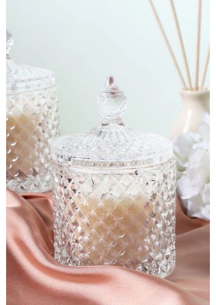 Büyük Kristal Kesim Şeffaf Beyaz Kokulu Mumluk, Şık ve Zarif Dekoratif Aksesuar indirimleri