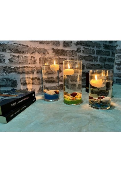 3'lü Silindir Mumluk Seti, Şeffaf Tasarım, Şık ve Zarif Dekoratif Aksesuar fırsatları