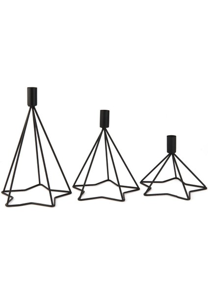 Şık 3'lü Yıldız Mumluk Takımı, Siyah Renk, Dekoratif Aydınlatma fiyatları