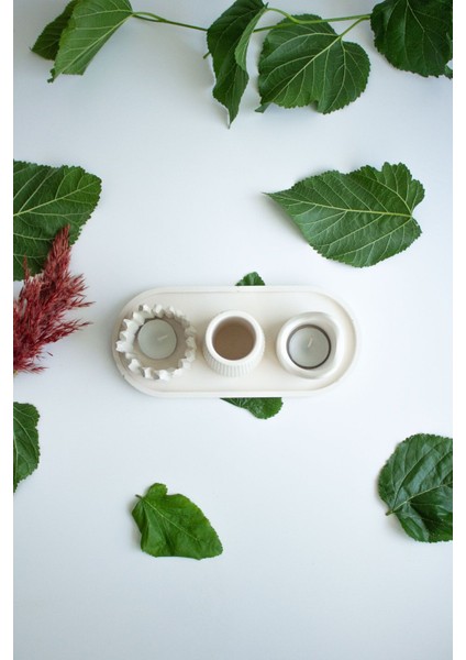 Beyaz Dekoratif Taş Beton 2'li Mumluk Seti, Şıklık ve Doğal Güzellik Sağlar fiyatları