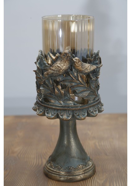 Şık Klasik Kuş Figürlü Ikili Şamdan, Zarif ve Şık Dekorasyon Parçası indirimleri